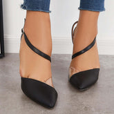 Suisecloths Pointed Toe Stiletto High Heels Ankle Strap Dress Pumps